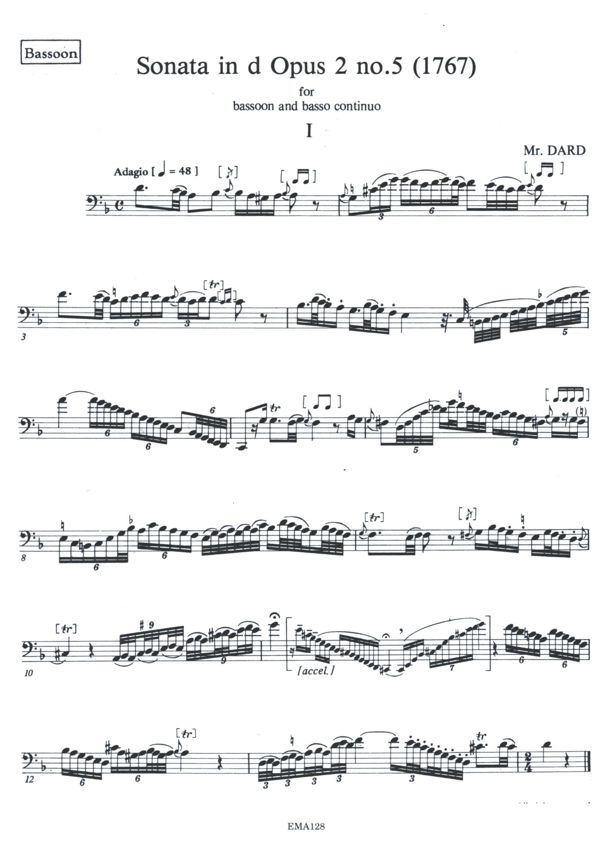 Dard: Bassoon Sonata in D Minor, Op. 2, No. 5