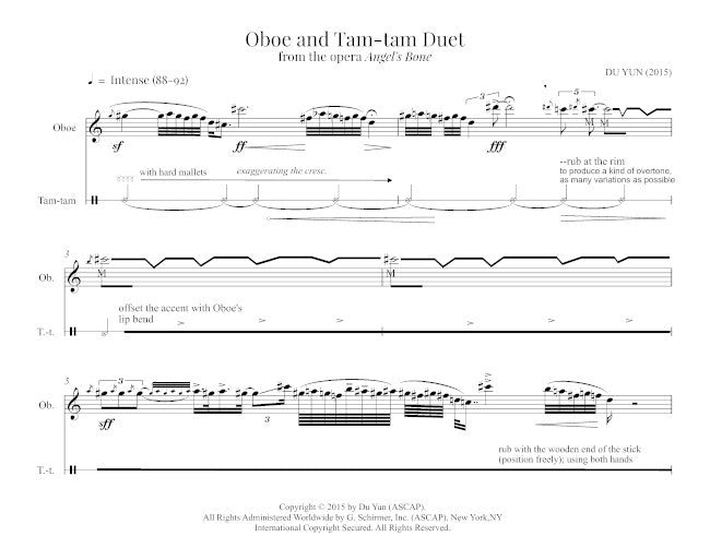 Du Yun: Oboe and Tam-tam Duet