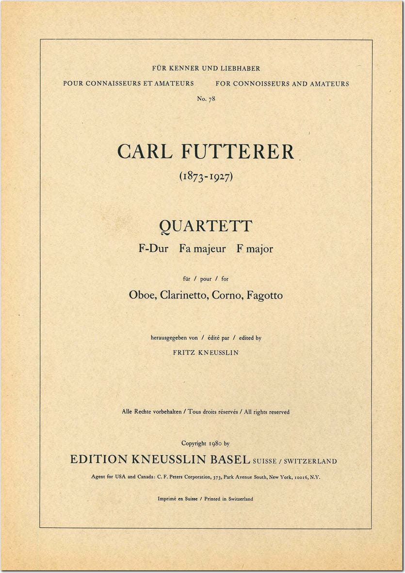 Futterer: Wind Quartet in F Major