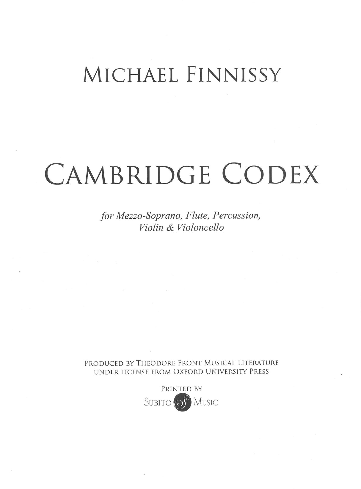 Finnissy: The Cambridge Codex
