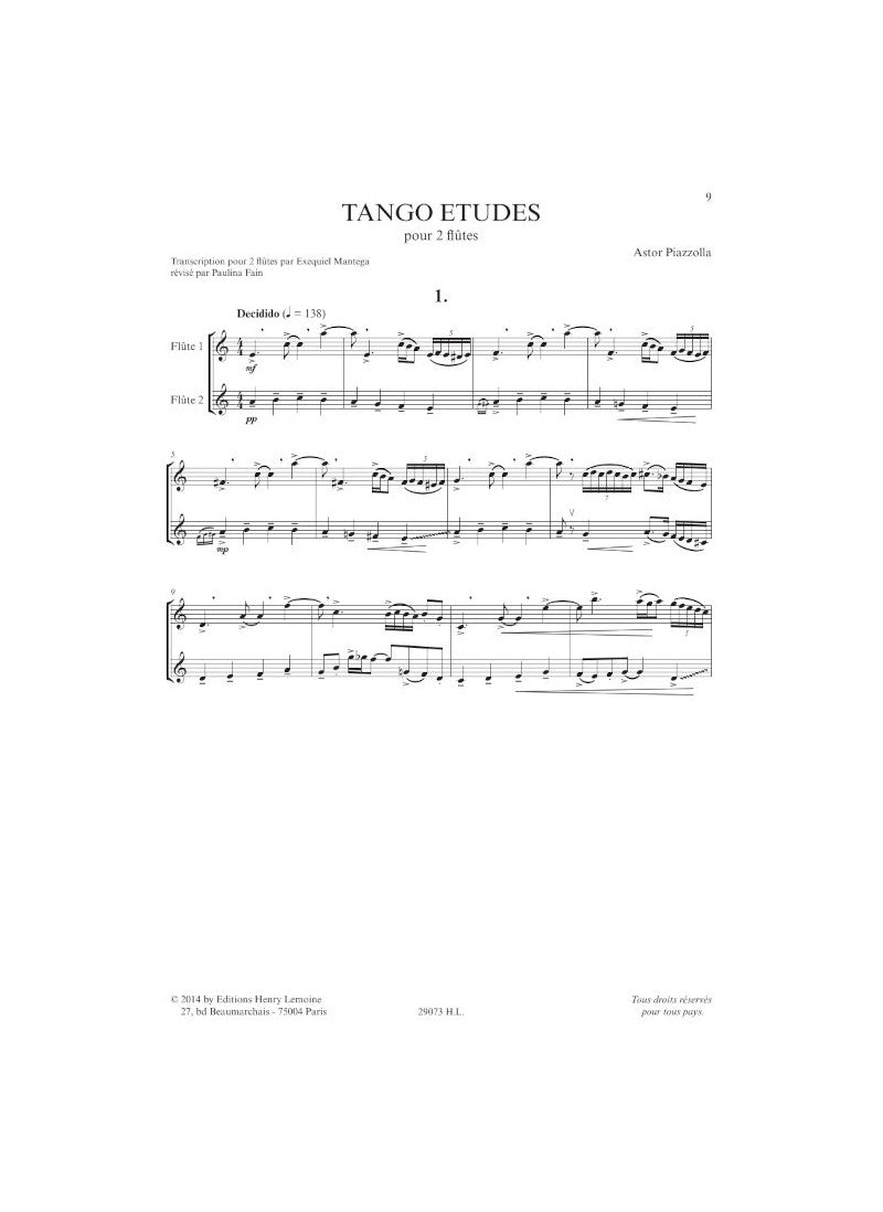 Piazzolla: Tango-Études (for 2 flutes)