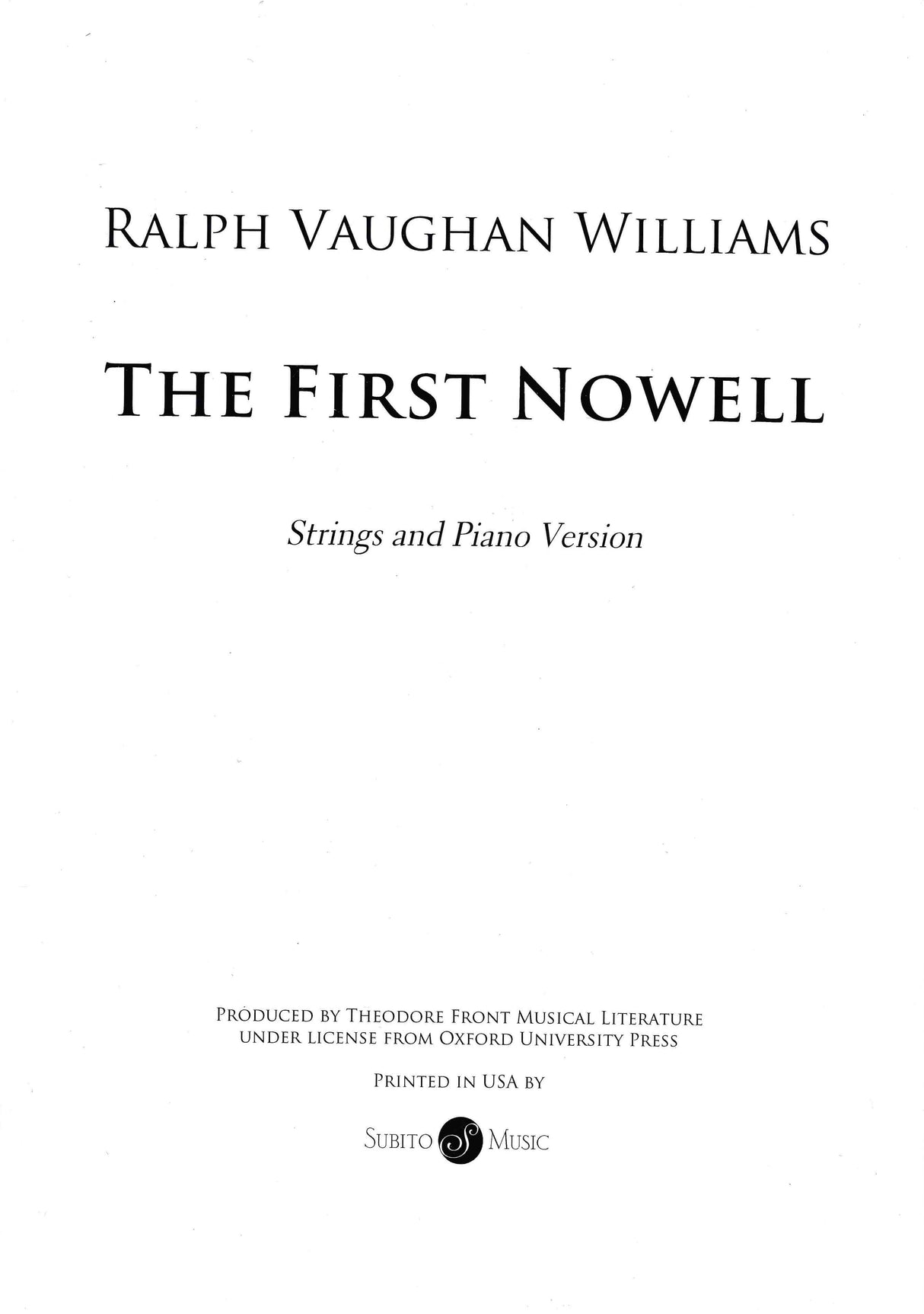 Vaughan Williams: The First Nowell (Version for Strings & Piano)