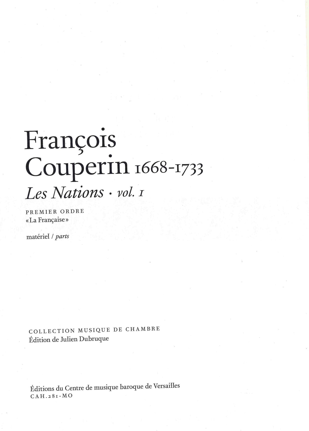 Couperin: Les Nations - Volume 1 (La Françoise)