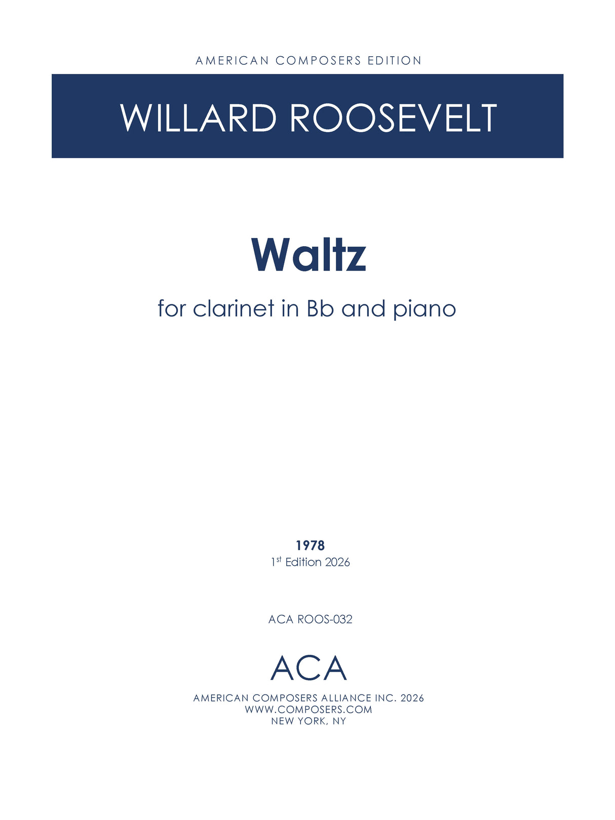 Roosevelt: Waltz (Version for Clarinet & Piano)