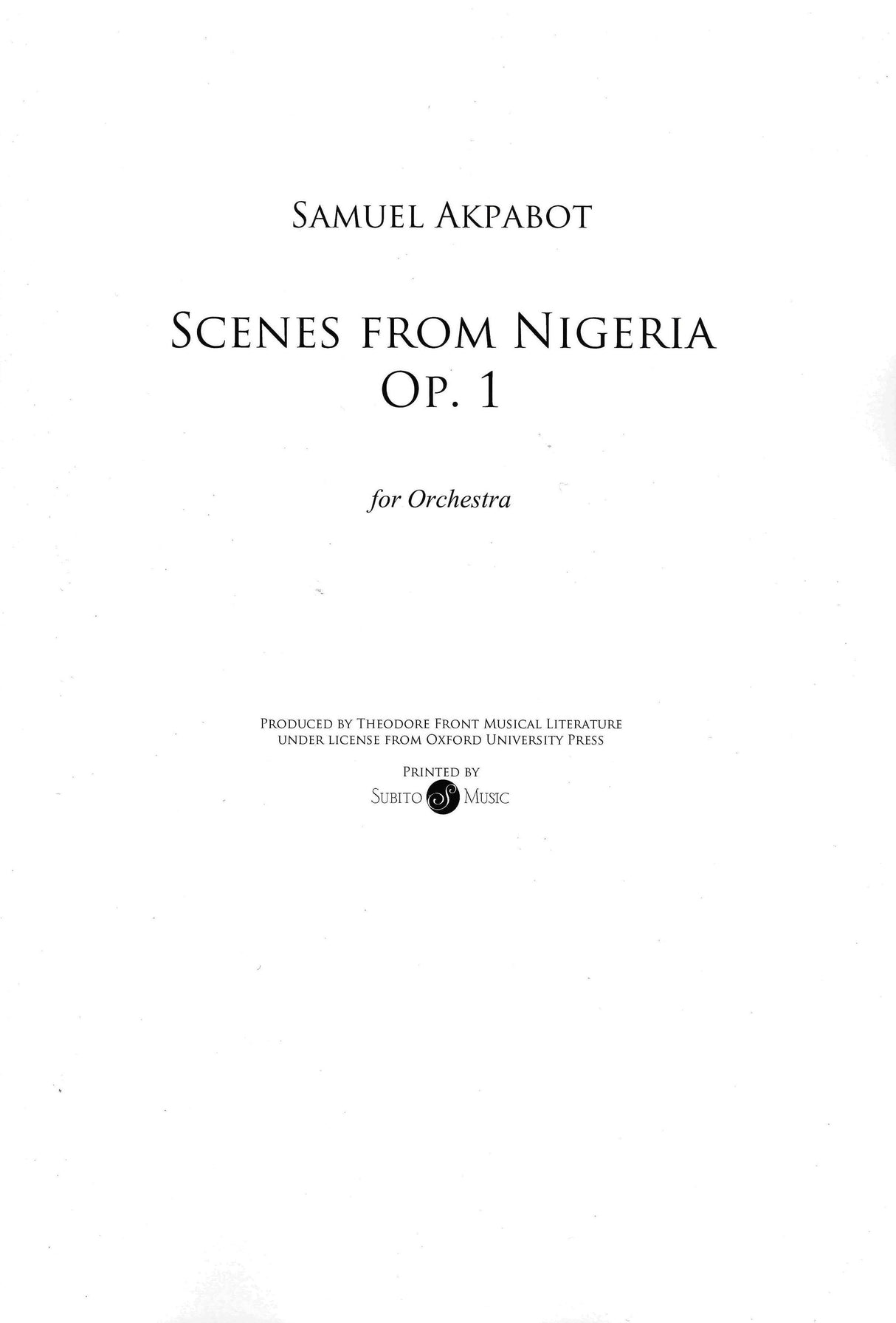 Akpabot: Scenes from Nigeria, Op. 1