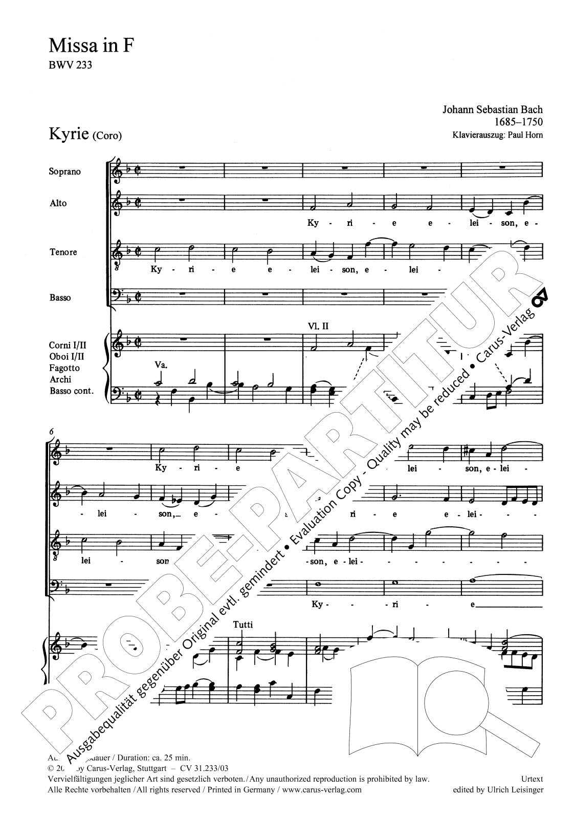 Bach: Mass in F Major, BWV 233