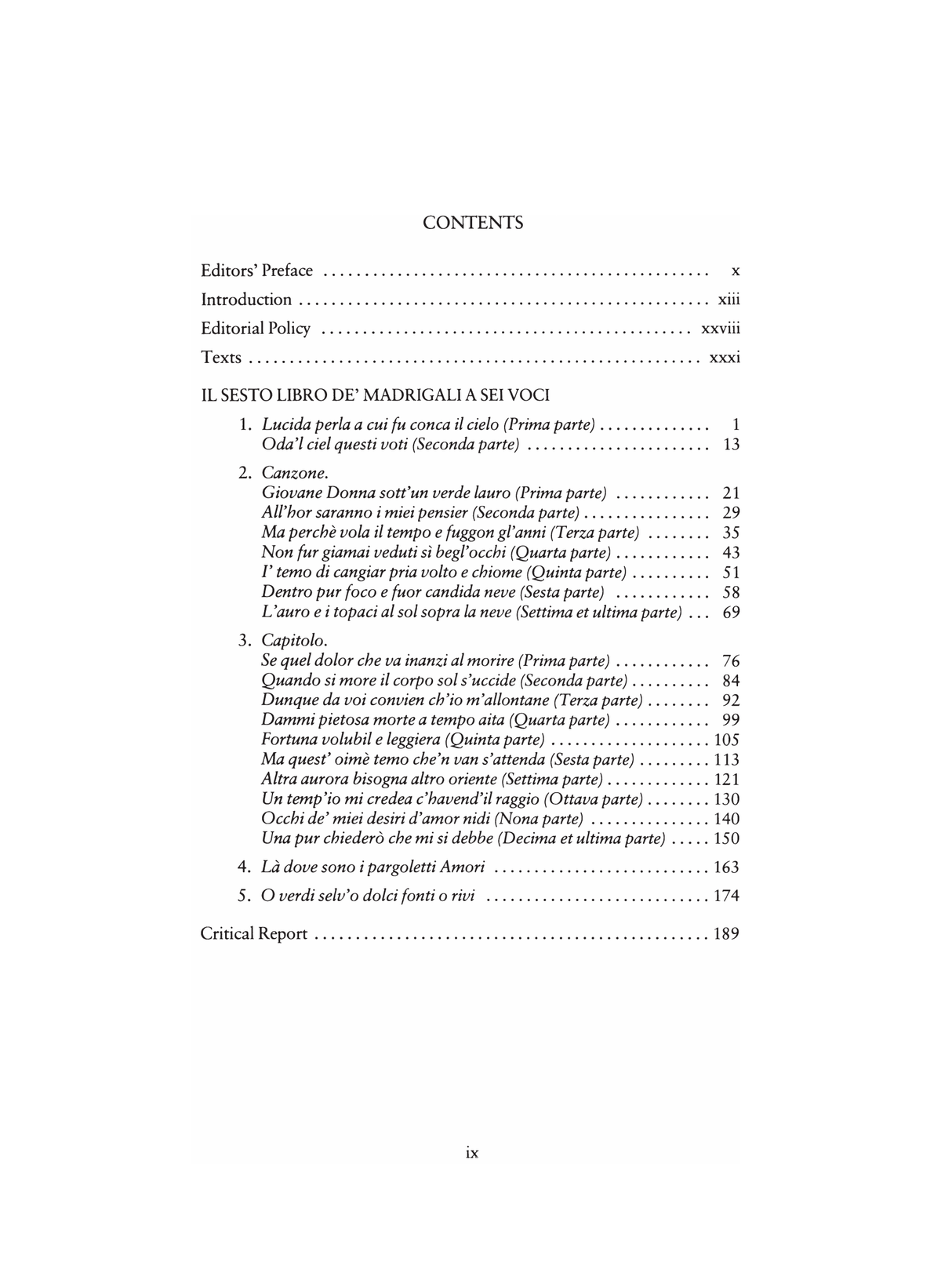 Marenzio: Il sesto libro de' madrigali a sei voci (1595)