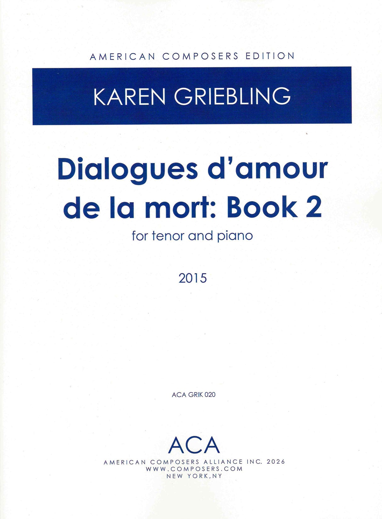 Griebling: Dialogues d'amour et la mort - Volume 2