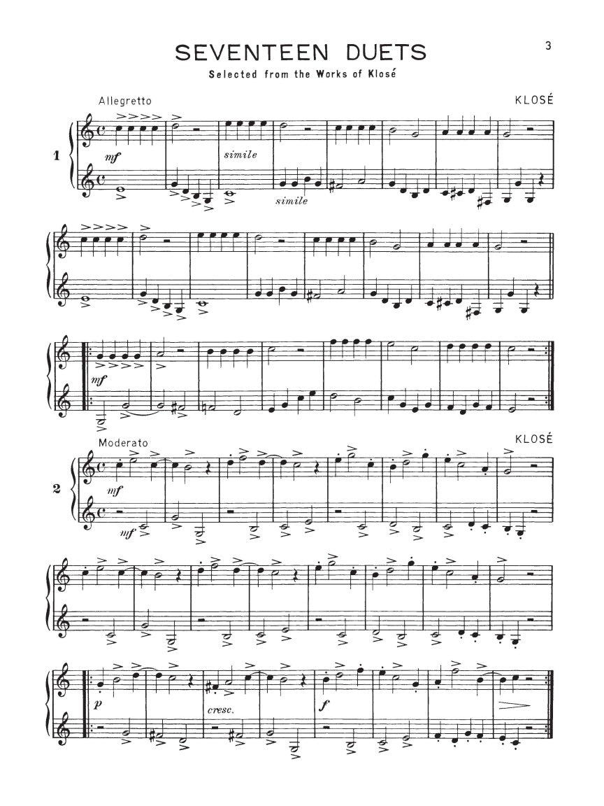 Selected Duets for Clarinet - Volume 1 (Easy to Medium)