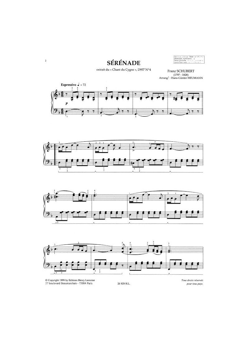 Schubert: Sérénade from Schwanengesang, D 957 (arr. for piano)