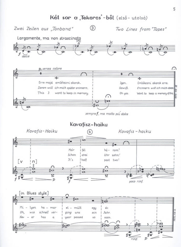 Kurtág: S.K. Remembrance Noise, Op. 12