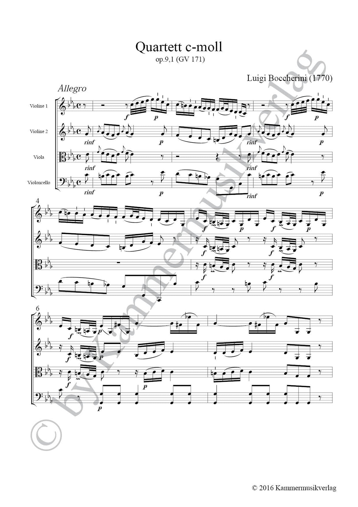 Boccherini: String Quartet in C Minor, G 171, Op. 9, No. 1