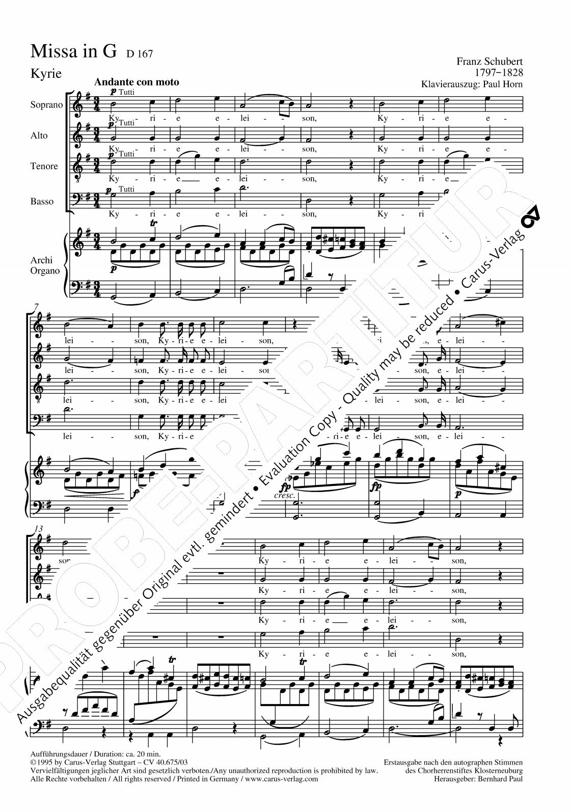 Schubert: Mass in G Major, D 167