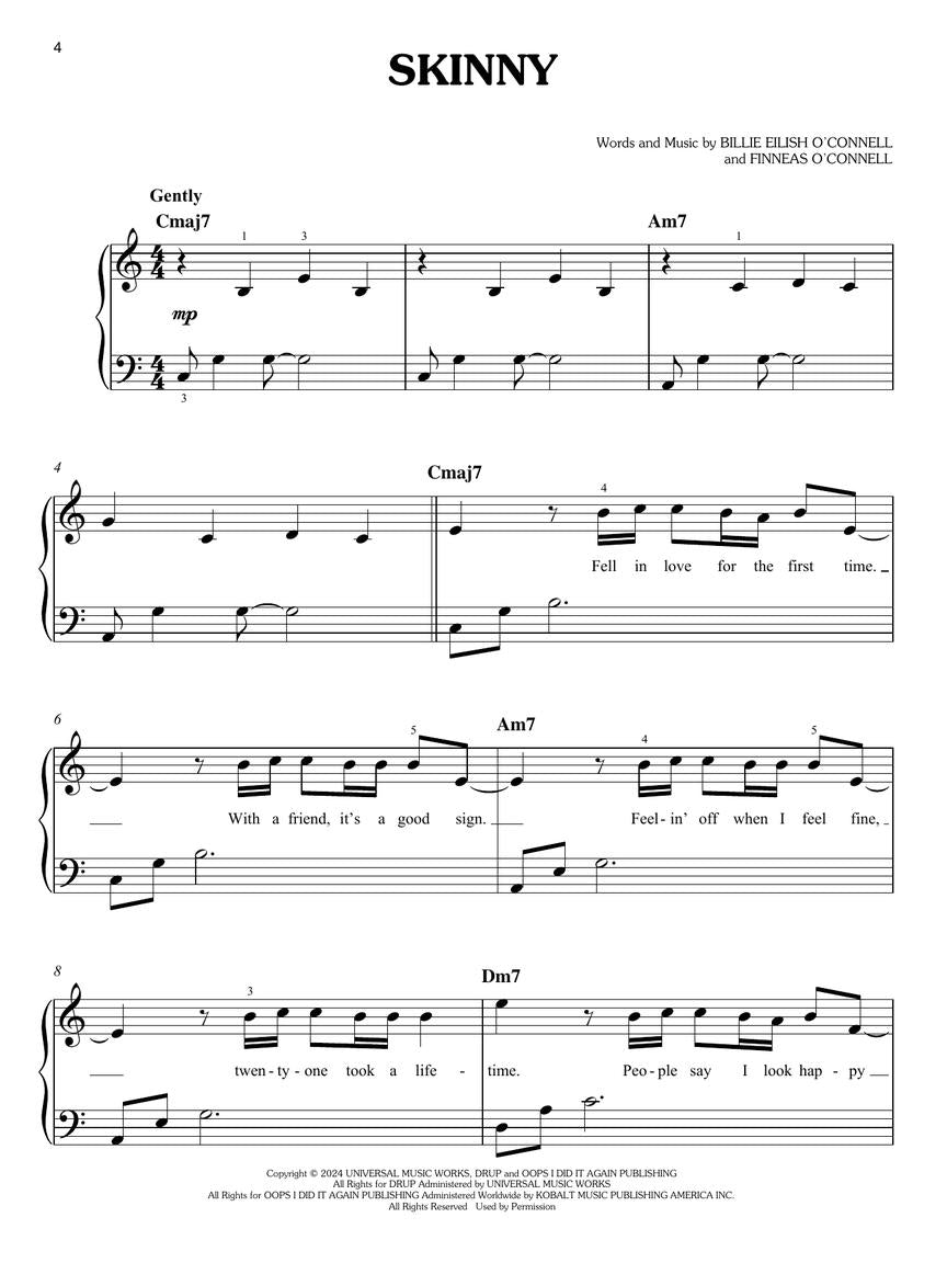 Billie Eilish – Hit Me Hard and Soft (arr. for easy piano)