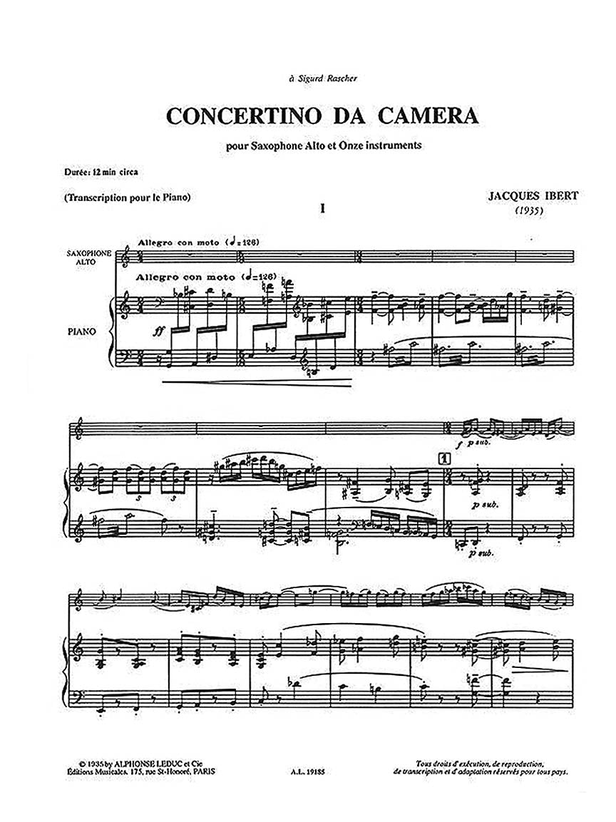 Ibert: Concertino Da Camera
