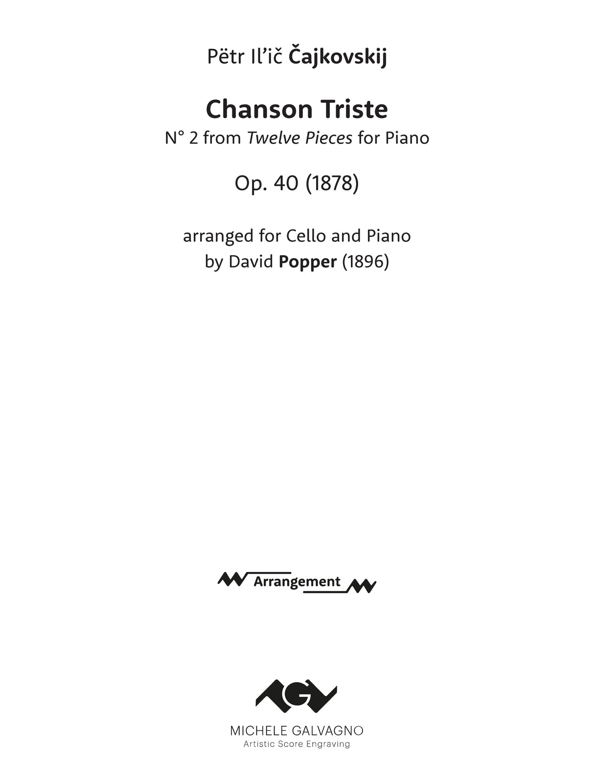 Tchaikovsky: Chanson Triste, Op. 40, No. 2 (arr. for cello and piano)
