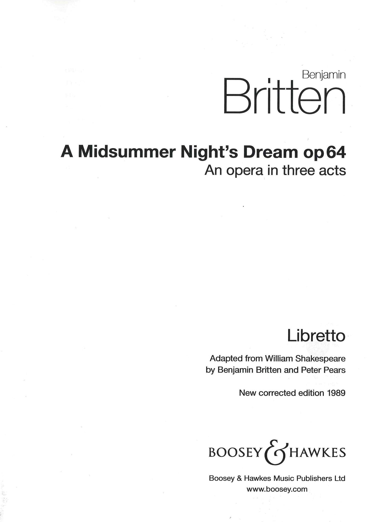 Britten: A Midsummer Night's Dream, Op. 64