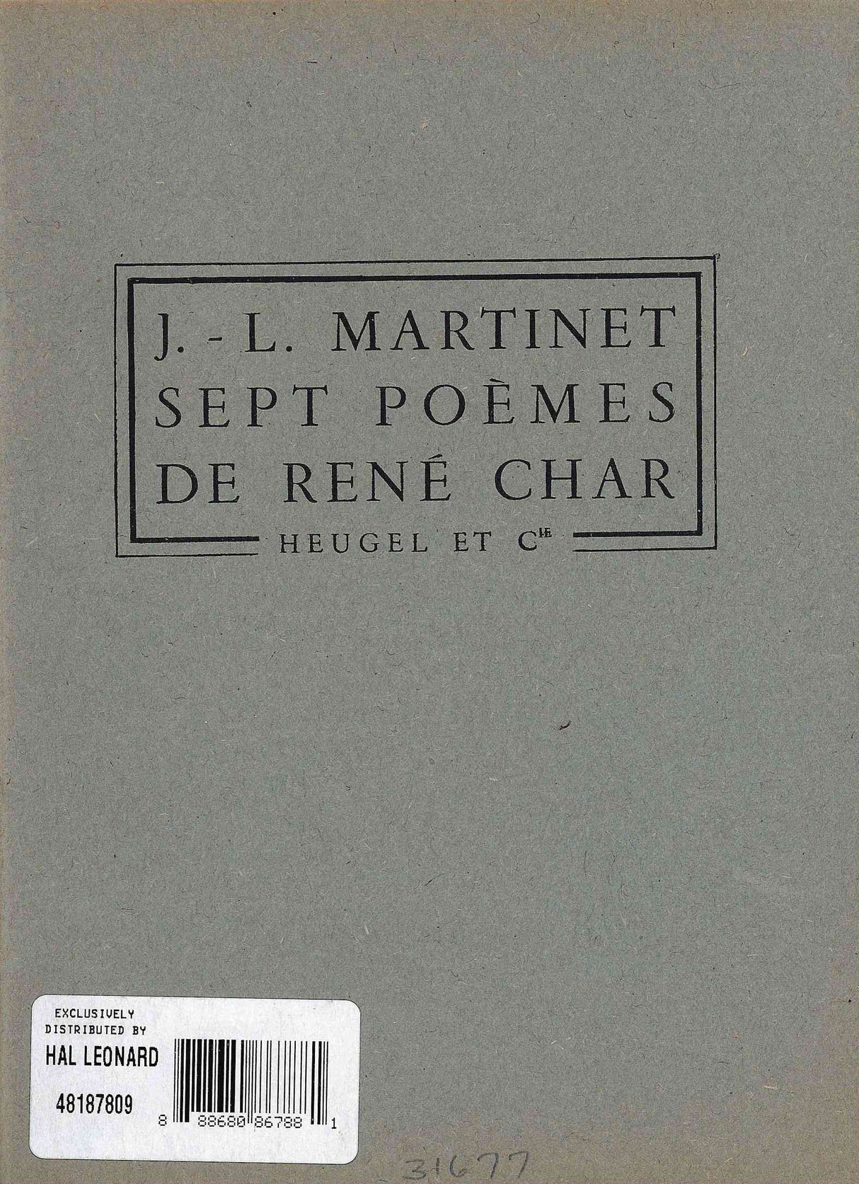Martinet: Sept Poèmes de René Char