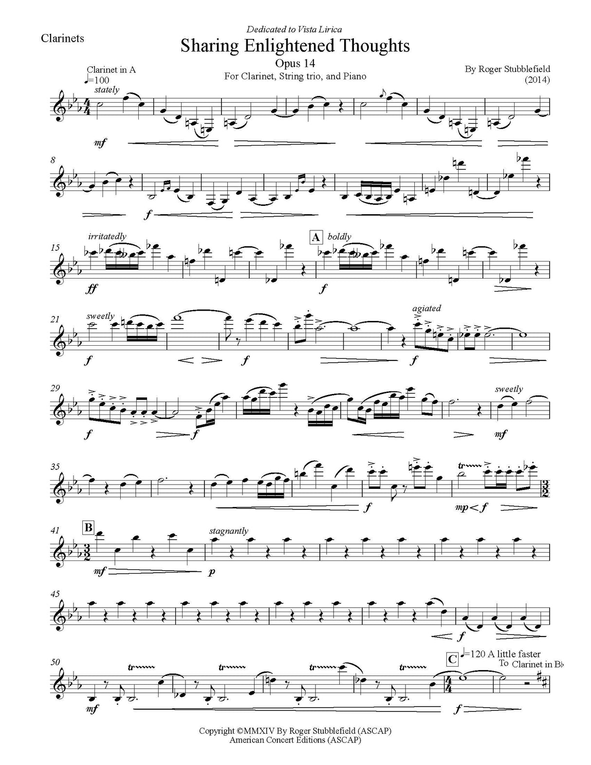 Stubblefield: Sharing Enlightened Thoughts, Op. 14