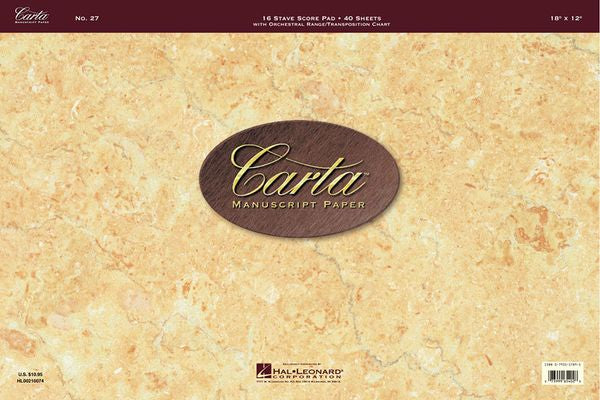 Carta Manuscript Paper - Professional - 18x12