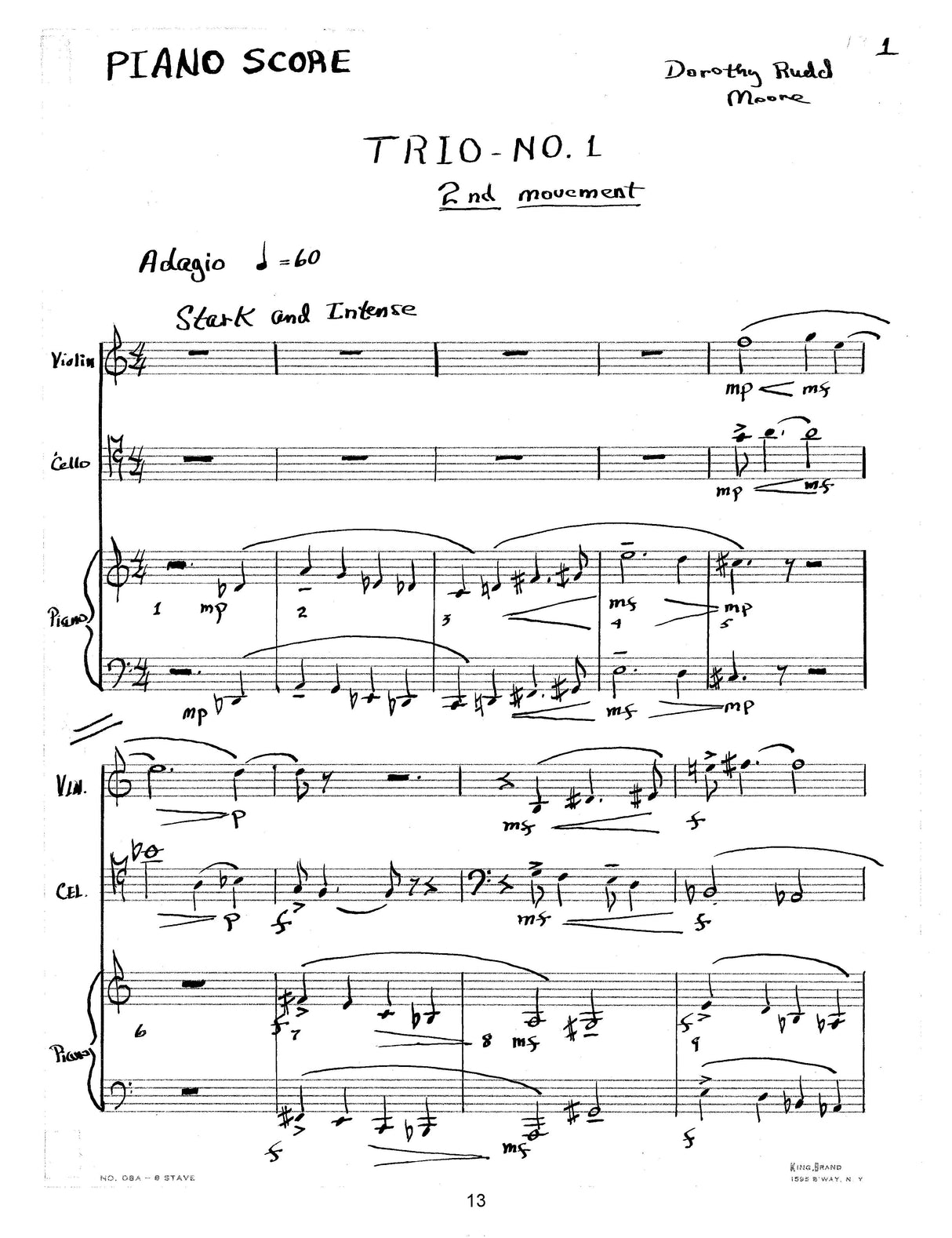 Moore: Piano Trio No. 1