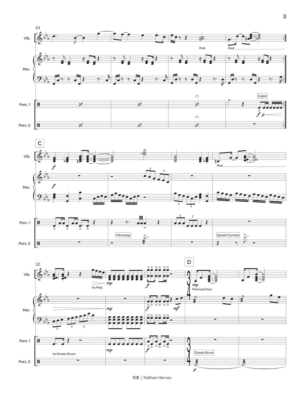 Hervey: Ice (Version for Percussion Quartet)