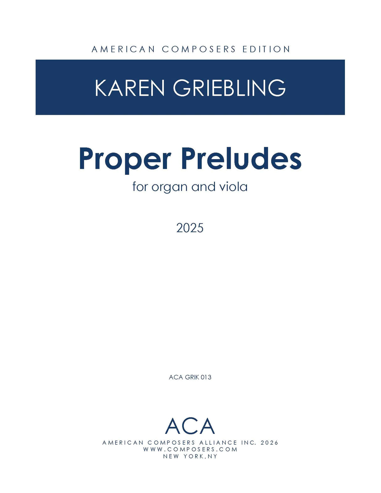 Griebling: Proper Preludes