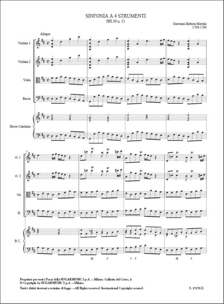 Martini: Sinfonia for 4 in D Major, HH.30, No. 11