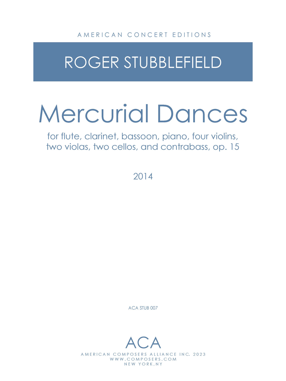 Stubblefield: Mercurial Dances, Op. 15