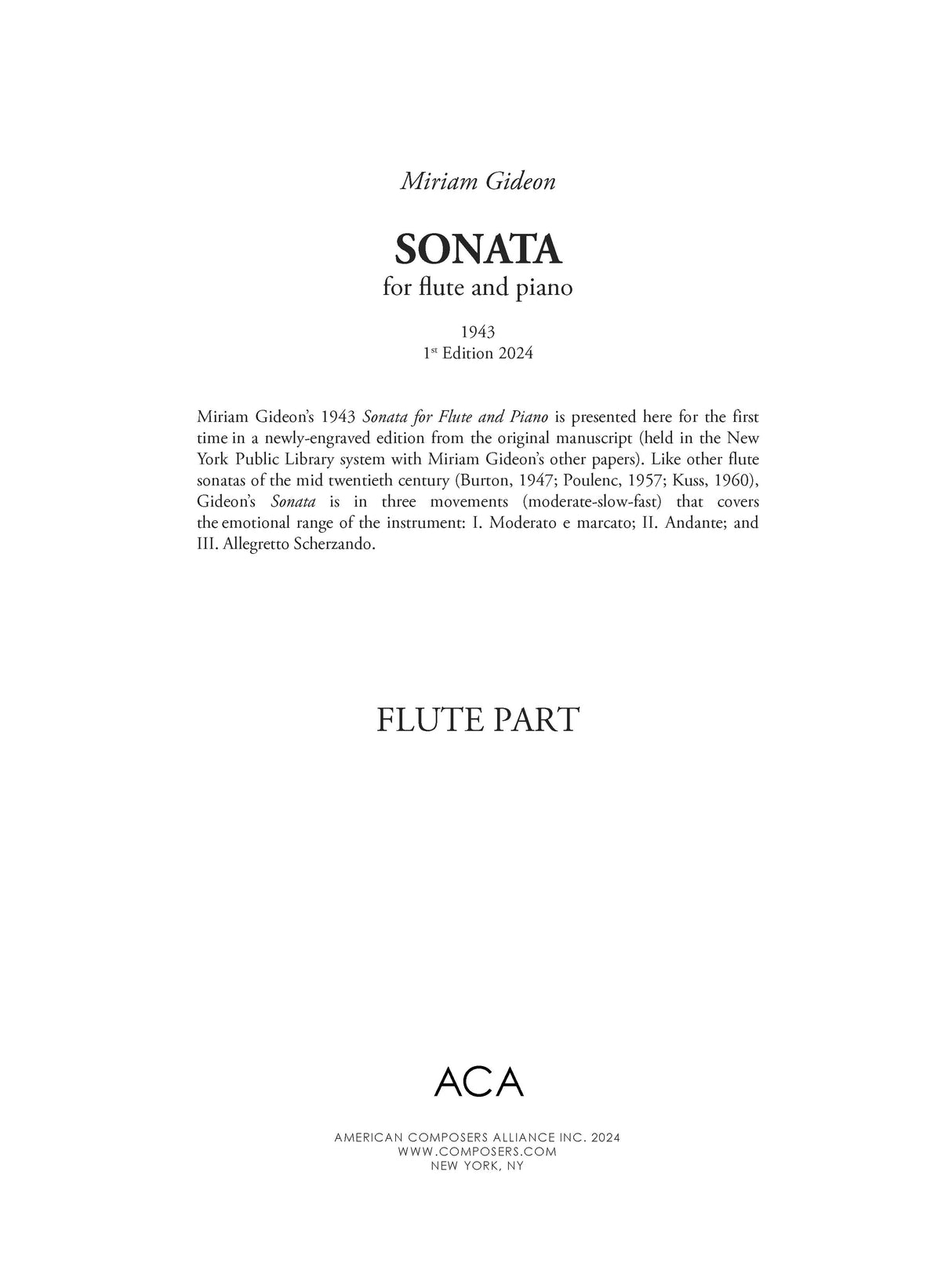 Gideon: Flute Sonata