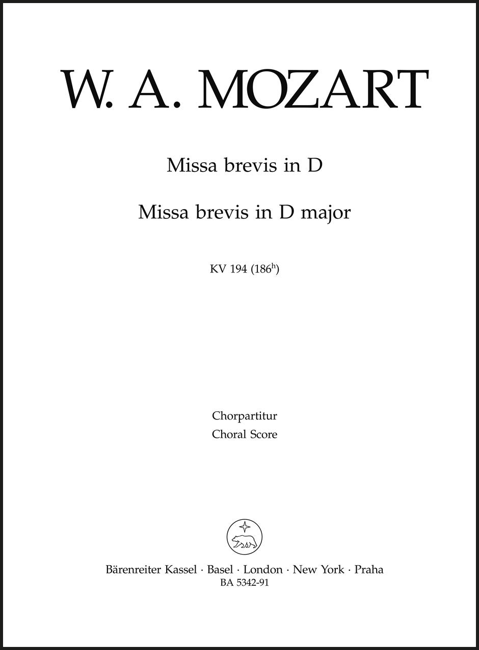 Mozart: Missa brevis in D Major, K. 194 (186h)