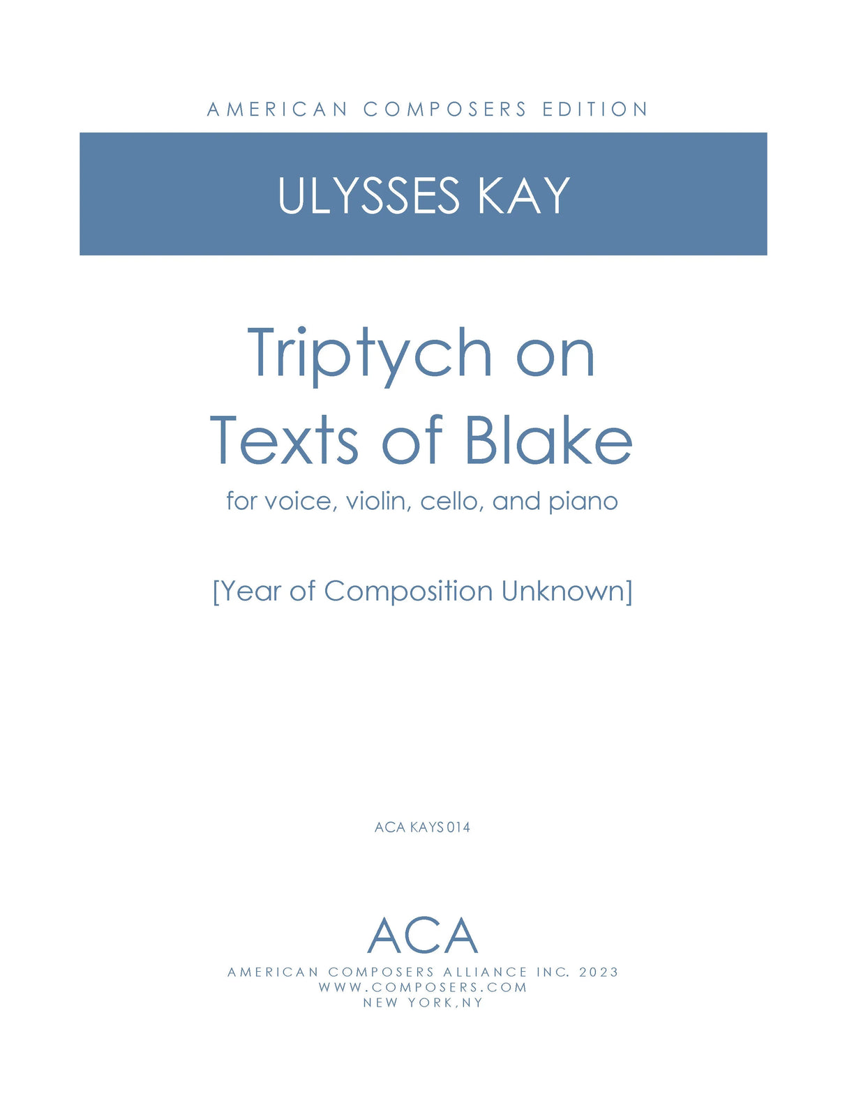 Kay: Triptych on Texts of Blake