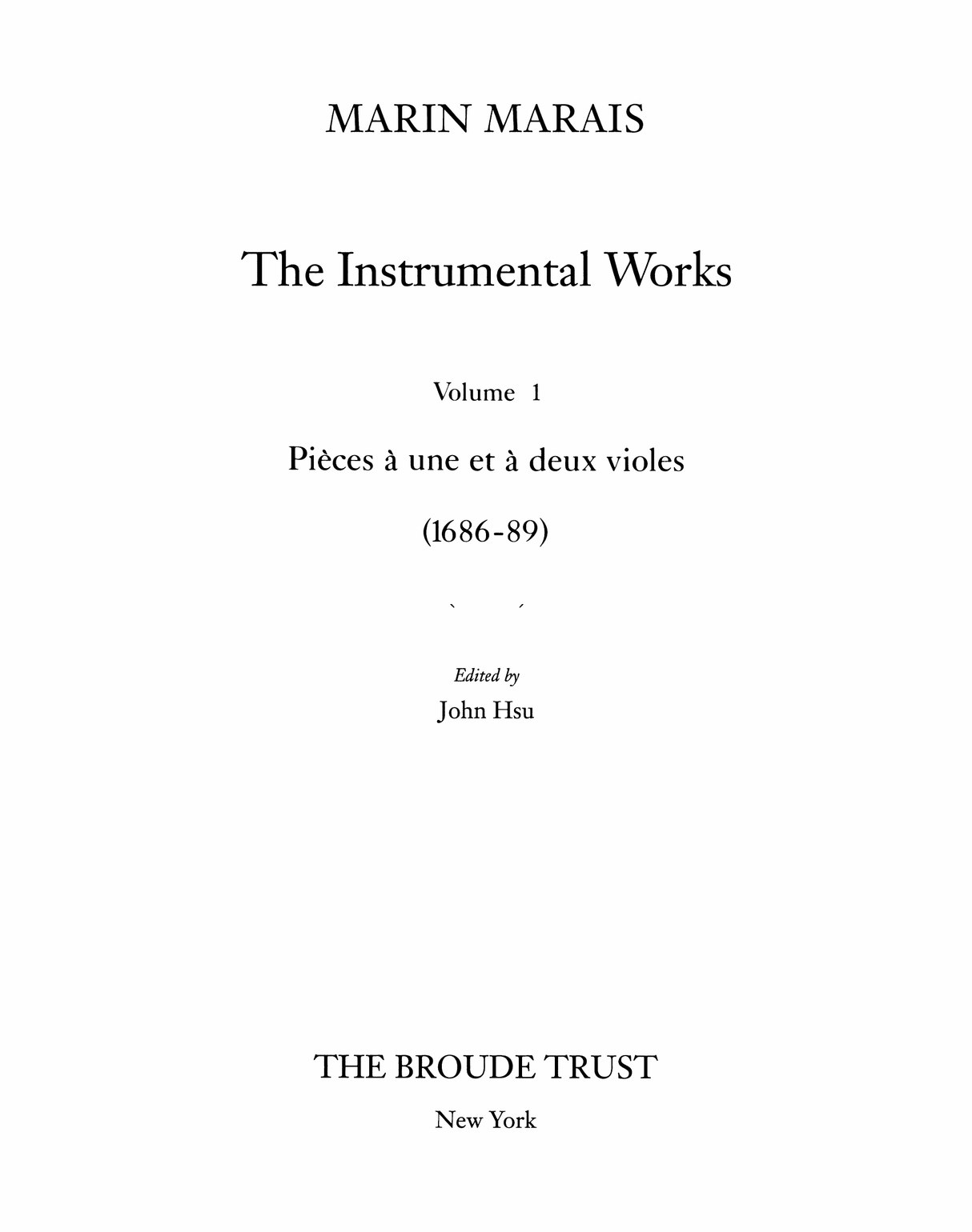 Marais: Pièces à une et à deux violes (1686–89)