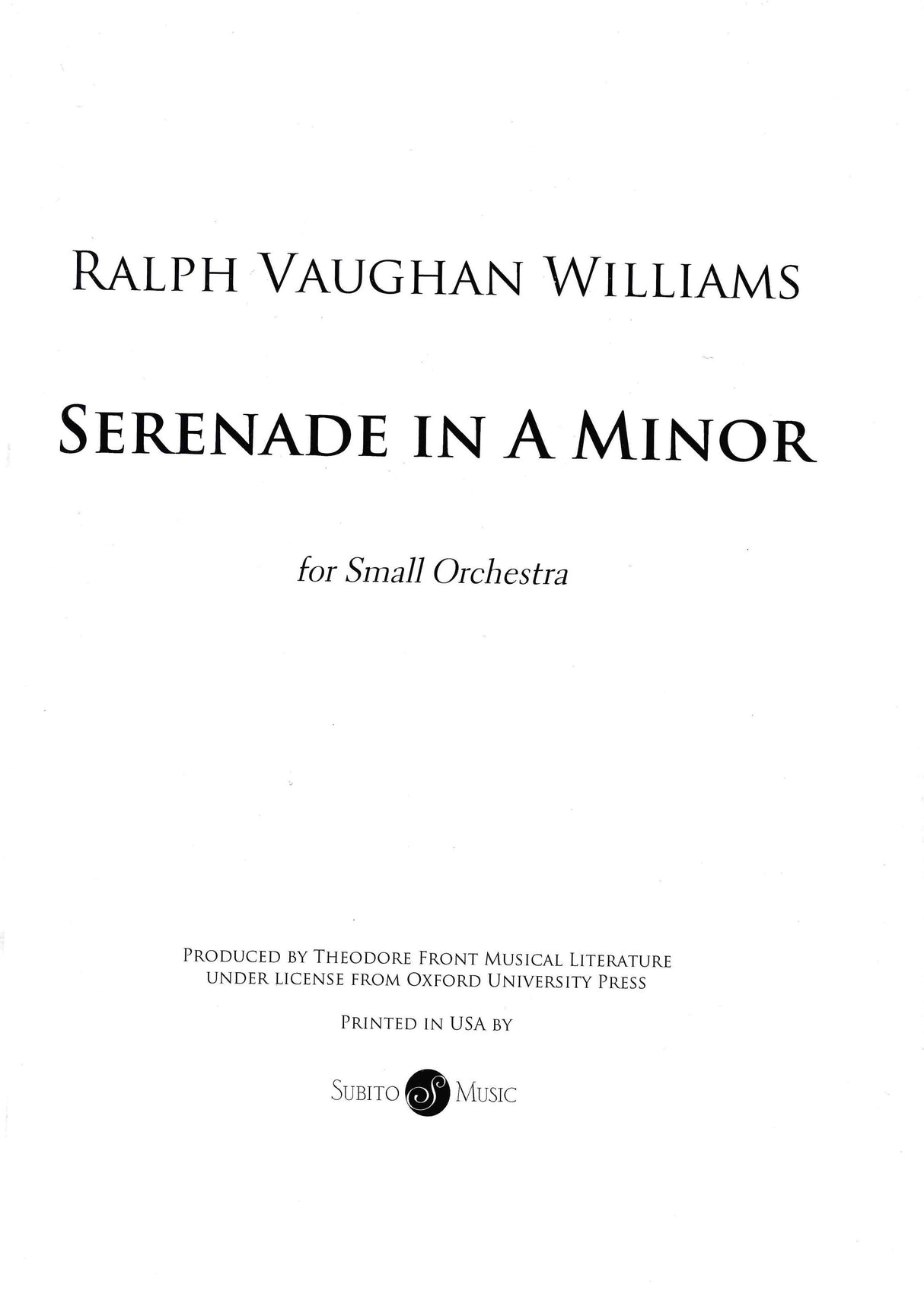 Vaughan Williams: Serenade in A Minor