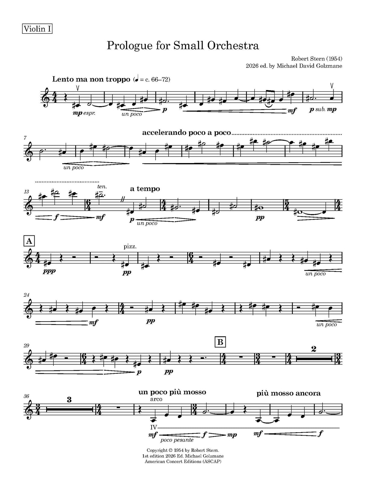 R. Stern: Prologue for Small Orchestra