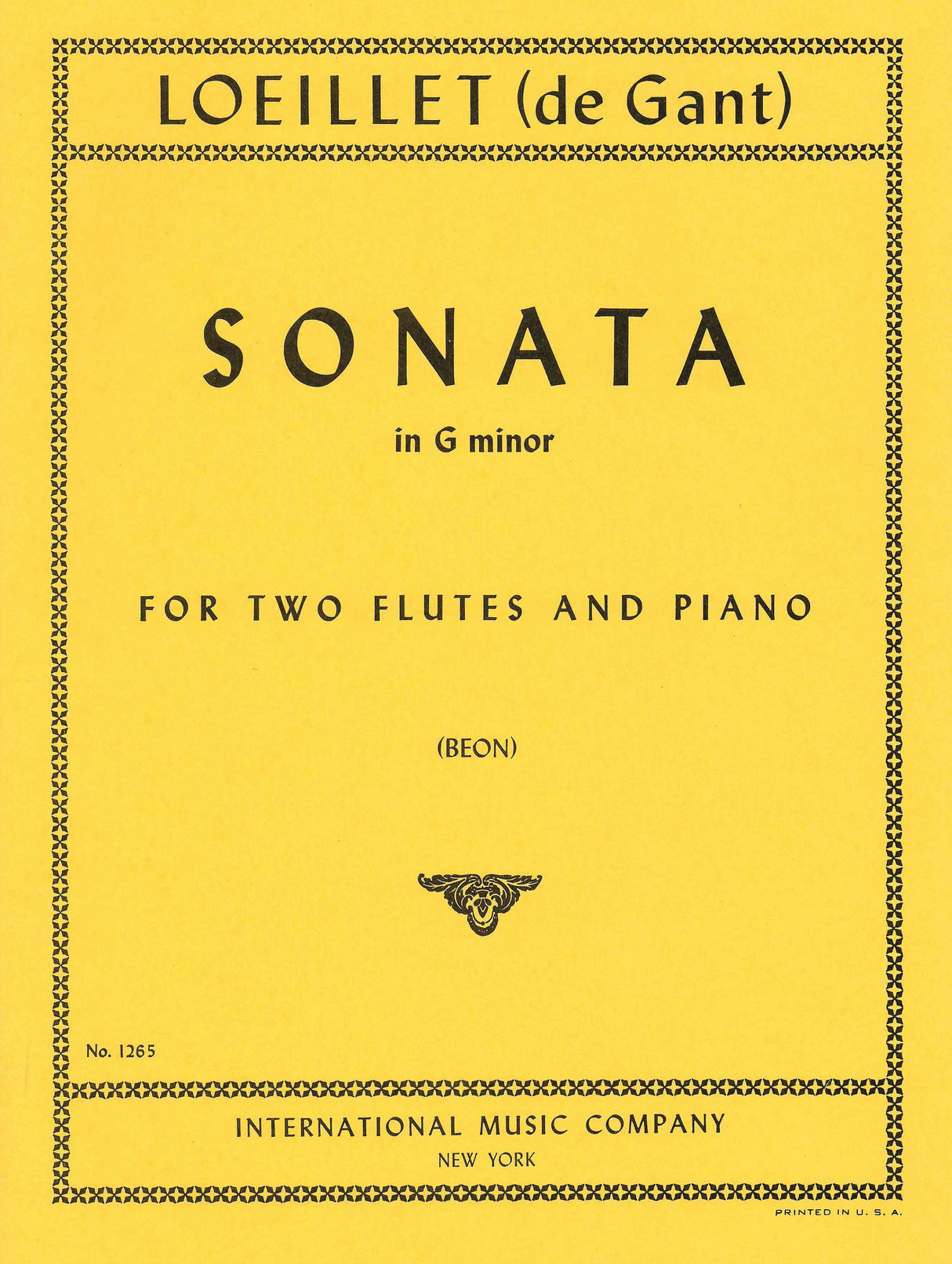 Loeillet: Sonata for Two Flutes in G Minor