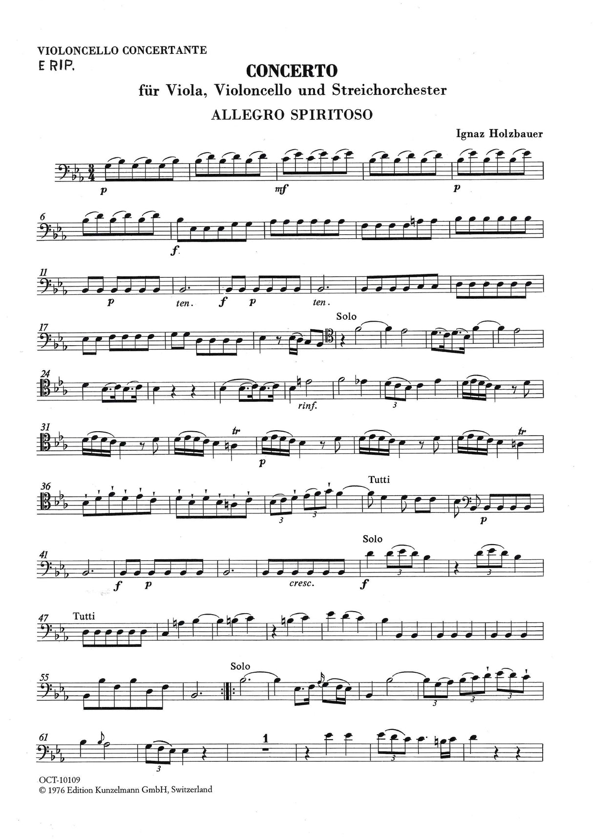 Holzbauer: Concerto for Viola and Cello