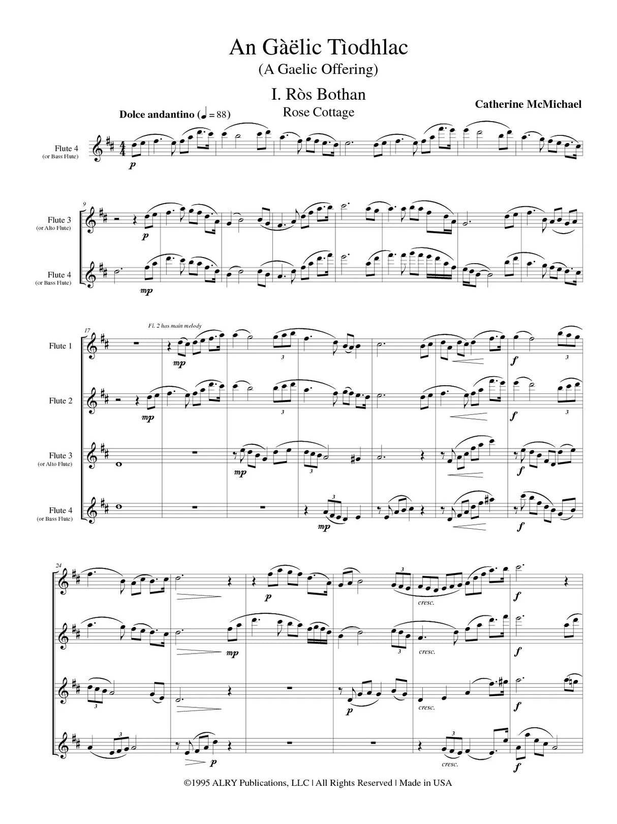 McMichael: A Gaelic Offering for Flute Quartet