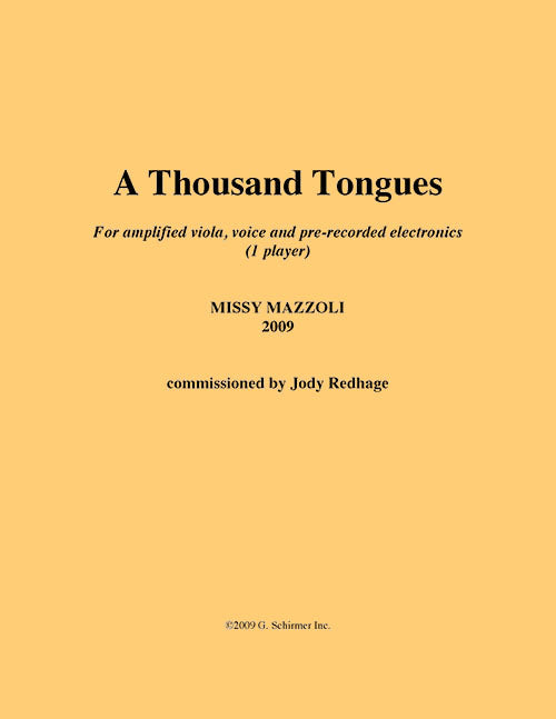 Mazzoli: A Thousand Tongues (Version for Viola & Electronics)