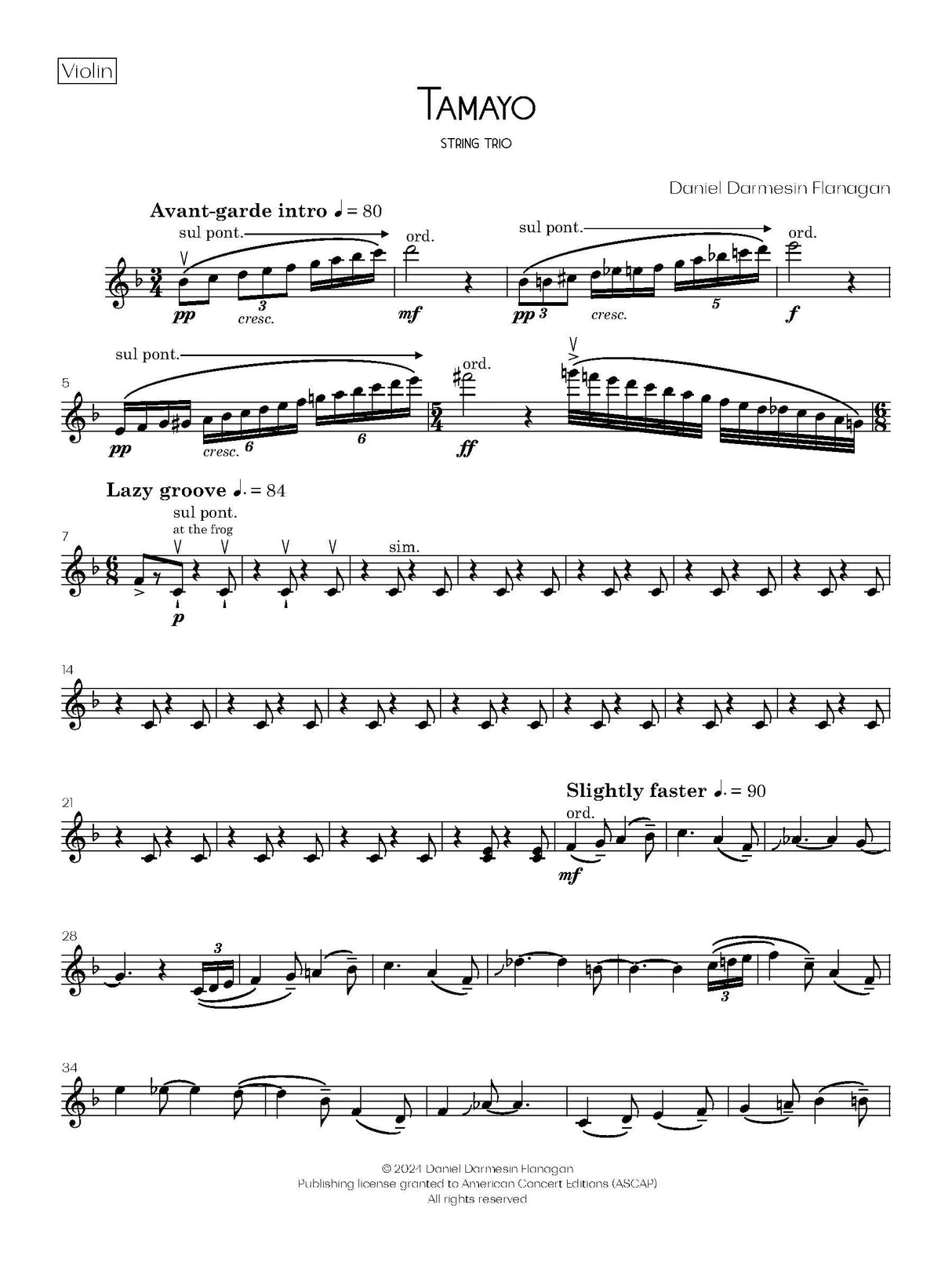 D. Flanagan: Tamayo (Version for String Trio)