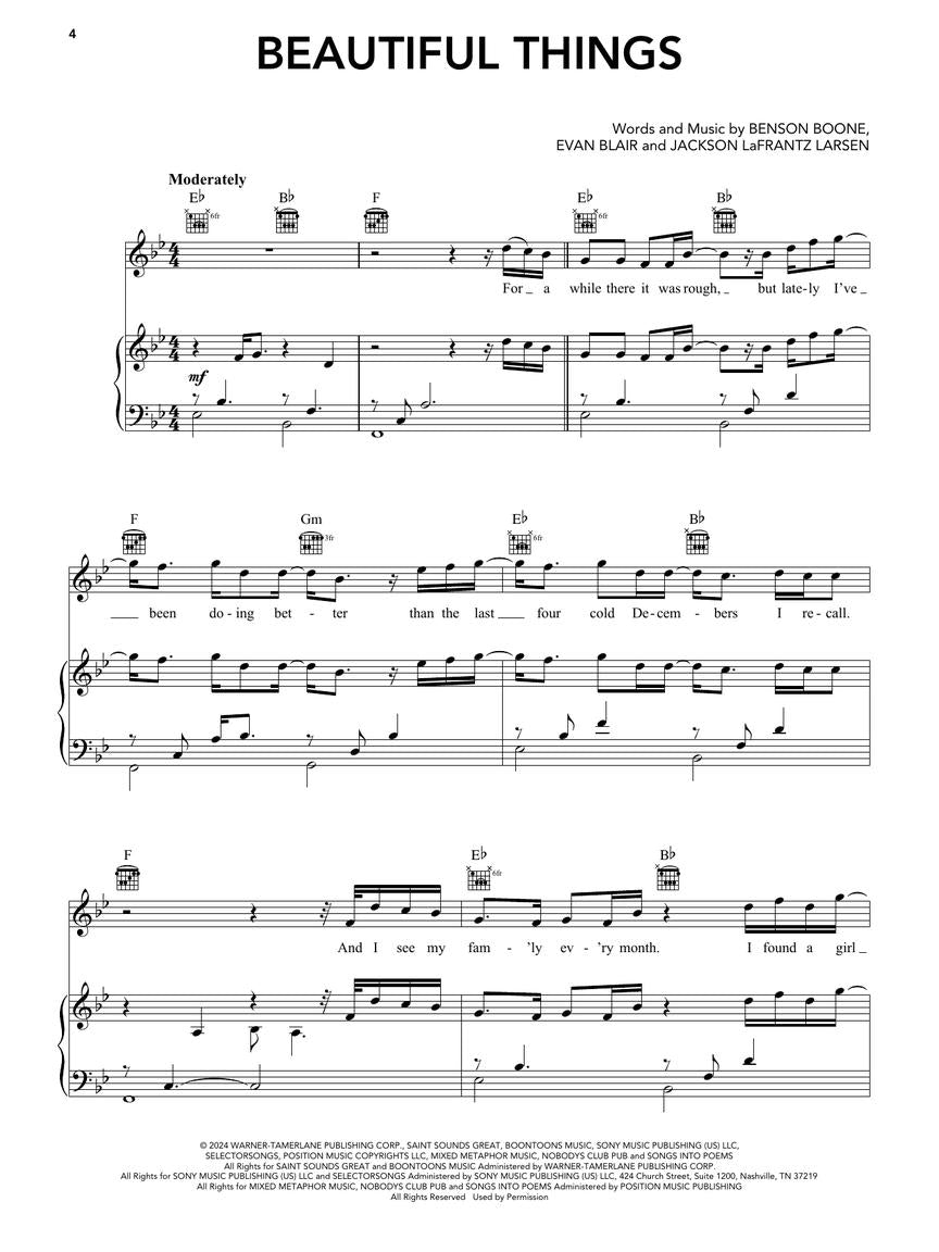 Benson Boone - Sheet Music Collection