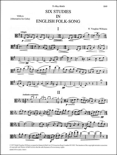 Vaughan Williams: 6 Studies in English Folk Song (arr. for viola)