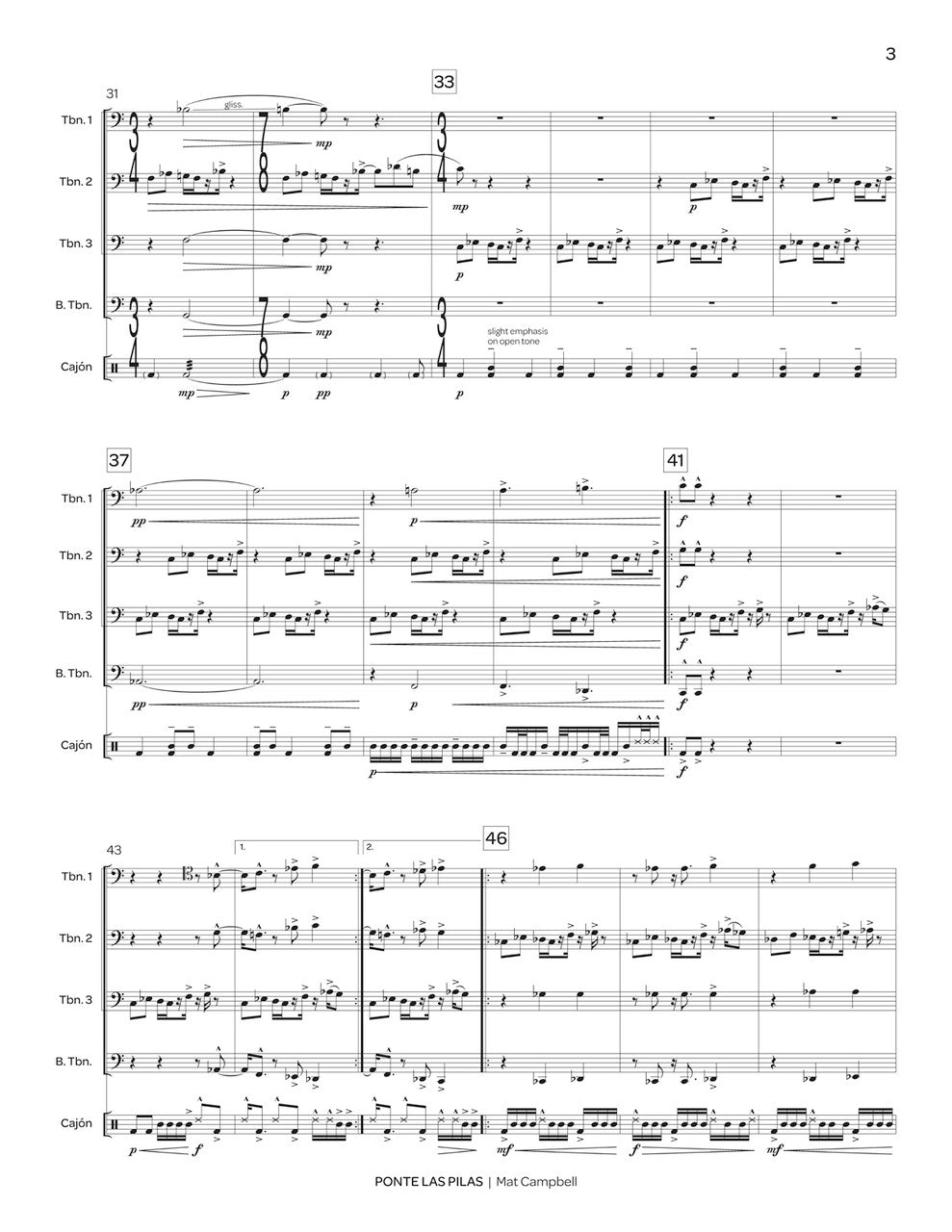 Campbell: Ponte las Pilas (Version for Trombone Quartet)