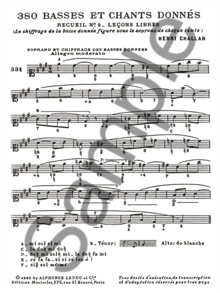 Challan: Basses et Chants Donnés - 9b (Basses sur l'ensemble des notes étrangères)