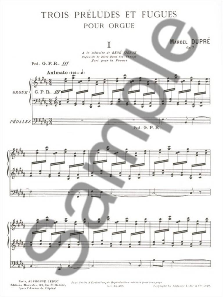 Dupré: Trois Préludes et Fugues, Op. 7