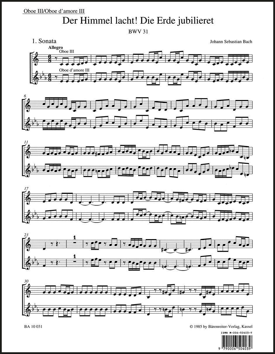 Bach: Der Himmel lacht! Die Erde jubilieret, BWV 31