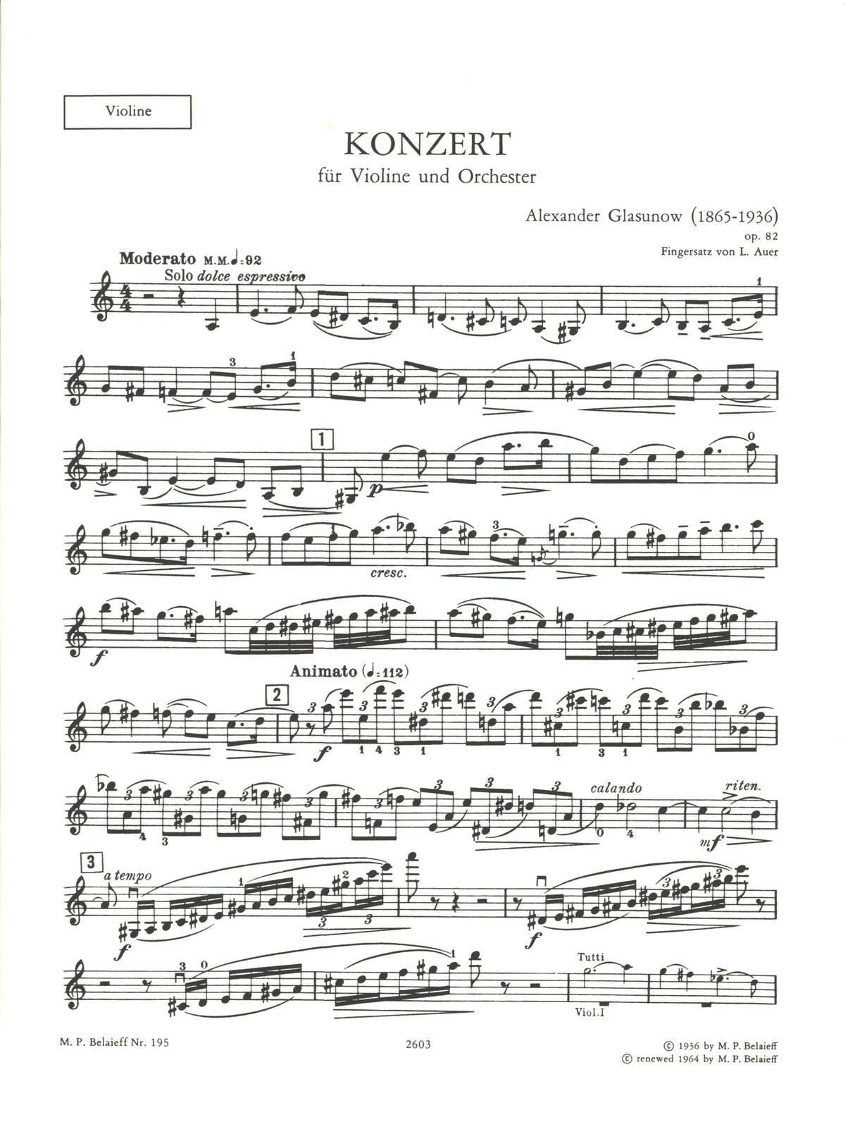 Glazunov: Violin Concerto in A Minor, Op. 82