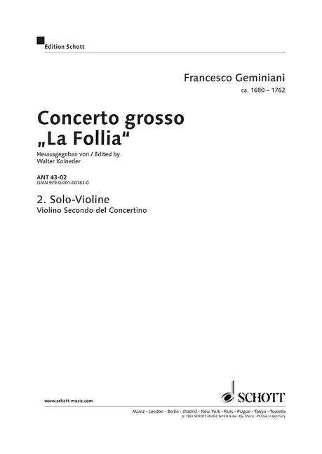 Geminiani: Concerto grosso "La Follia", Op. 5, No. 12