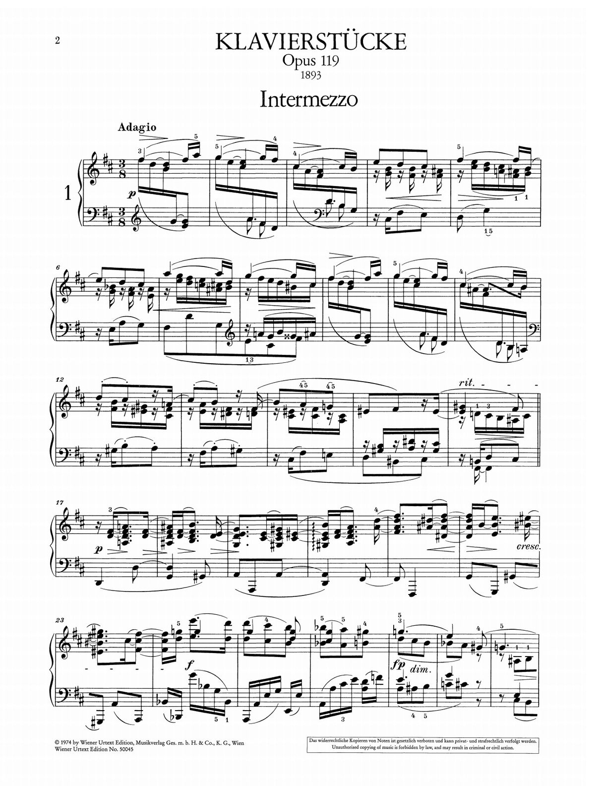 Brahms: Piano Pieces, Op. 119