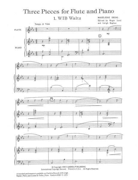Dring: Three Pieces for Flute and Piano.